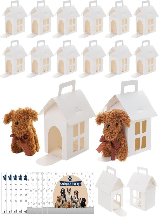LOVYNO 18 Pcs Dog Party Favor Boxes with Pet Adoption Certificate, Dog House Shape Treat Gift Boxes with Holes, Adopt A Puppy Party Supply Boxes for Pet Adoption Theme DIY Crafting Party - Image 1